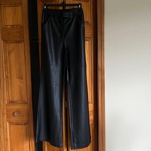 Faux Leather Flare Trousers